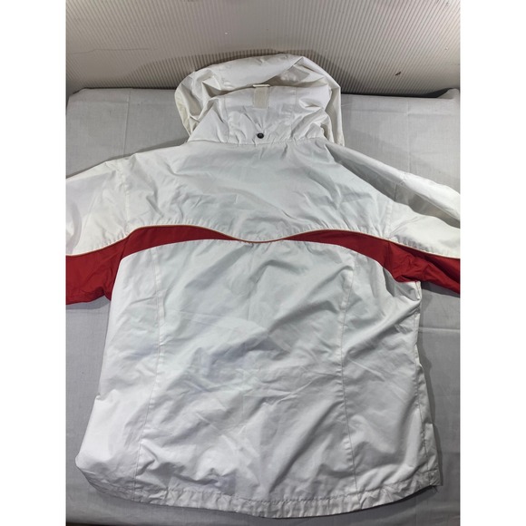 Columbia Womens XL White Red Orange Full Zip Hooded Jacket Coat - Picture 4 of 12